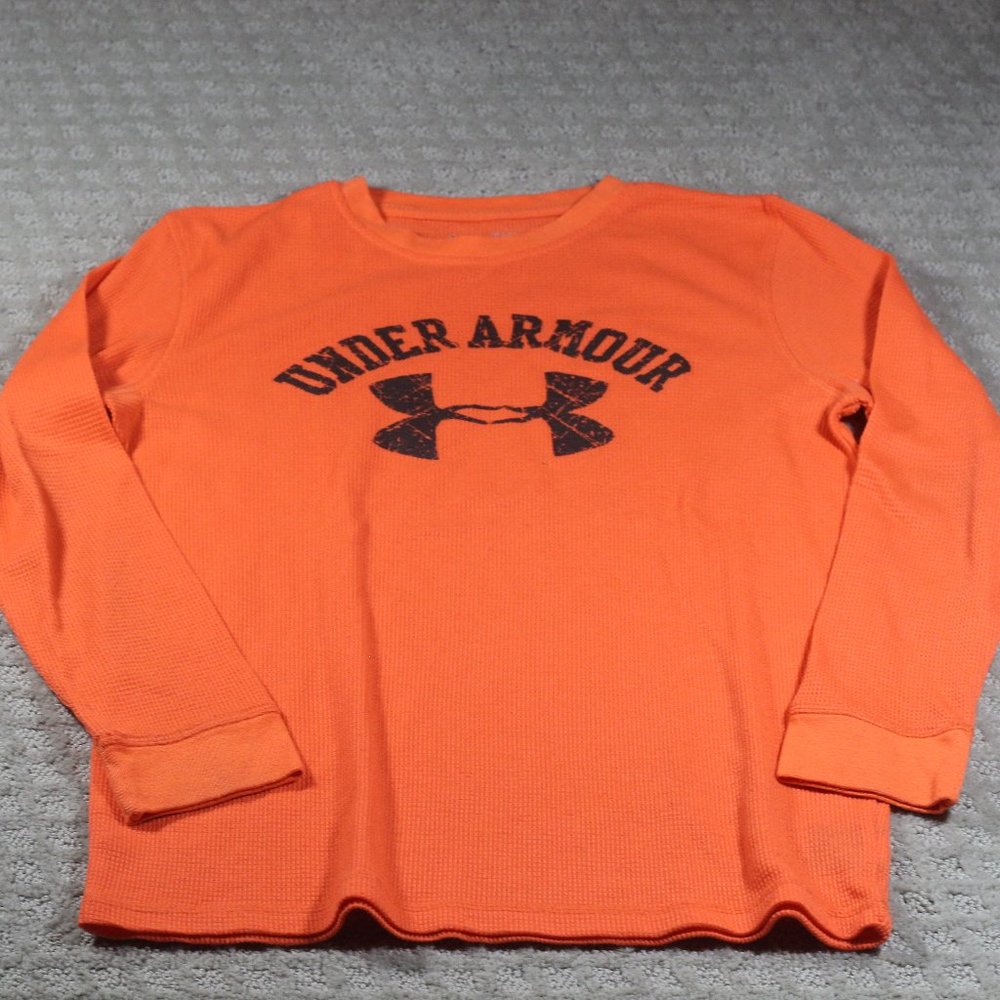 Under Armour Size YXL Orange Waffle Shirt